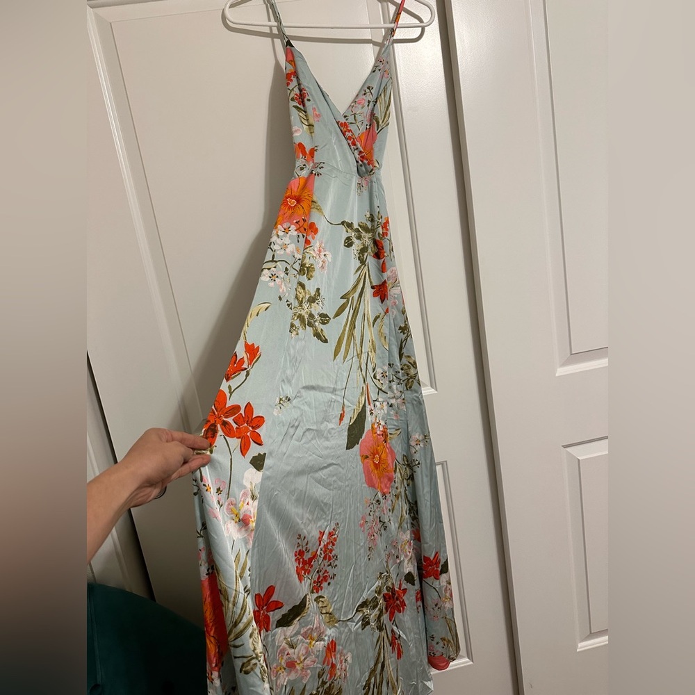 NWT Lulus Still the One Sage Green Floral Print Satin Maxi Dress - Picture 5 of 6